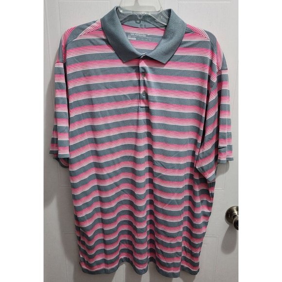 Nike Golf Other - Nike Golf Tour Performance Dri Fit Polo Shirt Size 2XL Men Pink Striped Athletic